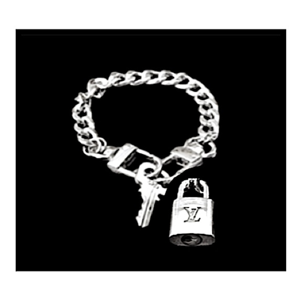 Authentic Silver Louis Vuitton Bracelet Lock and Key 315 Genuine PadLock Num…